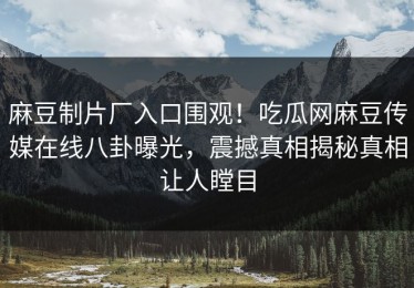 麻豆制片厂入口围观！吃瓜网麻豆传媒在线八卦曝光，震撼真相揭秘真相让人瞠目