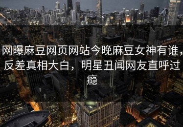 网曝麻豆网页网站今晚麻豆女神有谁，反差真相大白，明星丑闻网友直呼过瘾