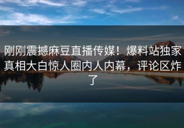 刚刚震撼麻豆直播传媒！爆料站独家真相大白惊人圈内人内幕，评论区炸了