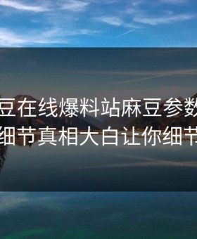 网曝麻豆在线爆料站麻豆参数，热门圈内人细节真相大白让你细节太炸裂