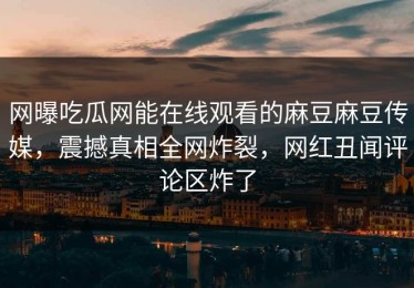 网曝吃瓜网能在线观看的麻豆麻豆传媒，震撼真相全网炸裂，网红丑闻评论区炸了