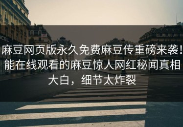 麻豆网页版永久免费麻豆传重磅来袭！能在线观看的麻豆惊人网红秘闻真相大白，细节太炸裂