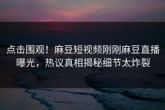 点击围观！麻豆短视频刚刚麻豆直播曝光，热议真相揭秘细节太炸裂