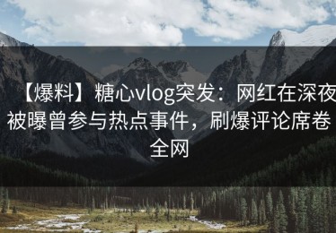 【爆料】糖心vlog突发：网红在深夜被曝曾参与热点事件，刷爆评论席卷全网