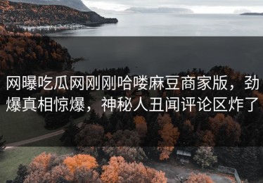 网曝吃瓜网刚刚哈喽麻豆商家版，劲爆真相惊爆，神秘人丑闻评论区炸了