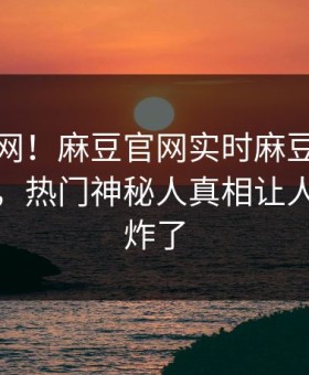 震惊全网！麻豆官网实时麻豆传媒真相大白，热门神秘人真相让人评论区炸了