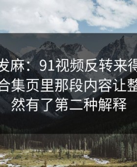 看得人发麻：91视频反转来得比想象更快，合集页里那段内容让整件事突然有了第二种解释