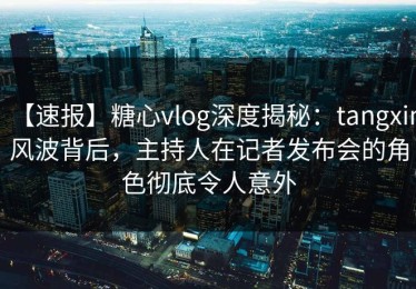 【速报】糖心vlog深度揭秘：tangxin风波背后，主持人在记者发布会的角色彻底令人意外