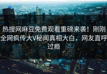 热搜网麻豆免费观看重磅来袭！刚刚全网疯传大V秘闻真相大白，网友直呼过瘾