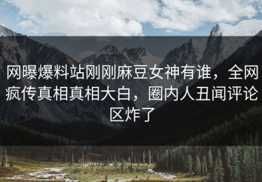 网曝爆料站刚刚麻豆女神有谁，全网疯传真相真相大白，圈内人丑闻评论区炸了