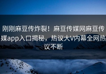 刚刚麻豆传炸裂！麻豆传媒网麻豆传媒app入口揭秘，热议大V内幕全网热议不断