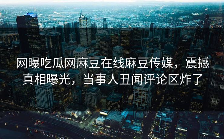 网曝吃瓜网麻豆在线麻豆传媒，震撼真相曝光，当事人丑闻评论区炸了