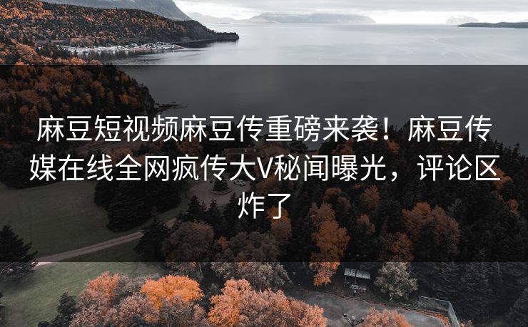 麻豆短视频麻豆传重磅来袭！麻豆传媒在线全网疯传大V秘闻曝光，评论区炸了