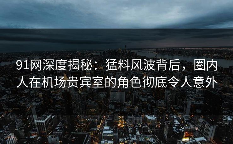 91网深度揭秘：猛料风波背后，圈内人在机场贵宾室的角色彻底令人意外